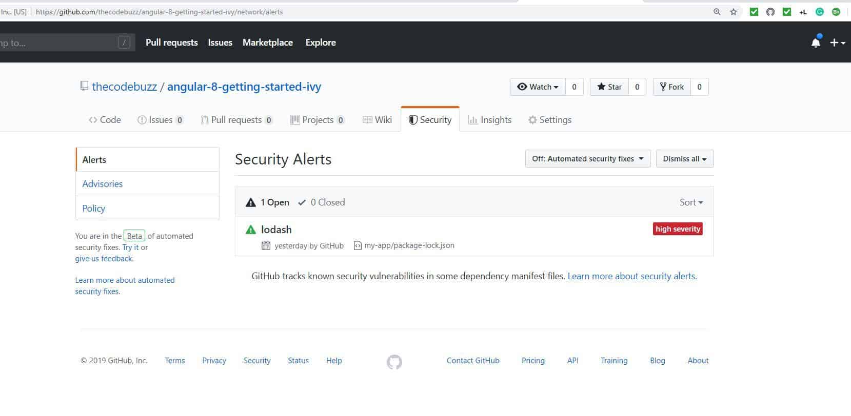 GitHub Security alerts on Vulnerabilities - TheCodeBuzz
