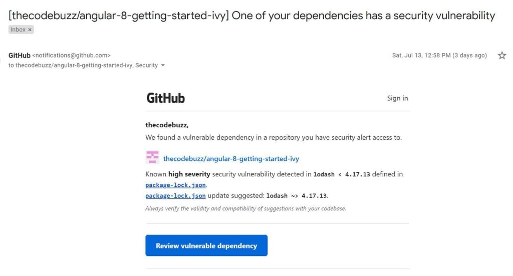 GitHub Security alerts on Vulnerabilities - TheCodeBuzz