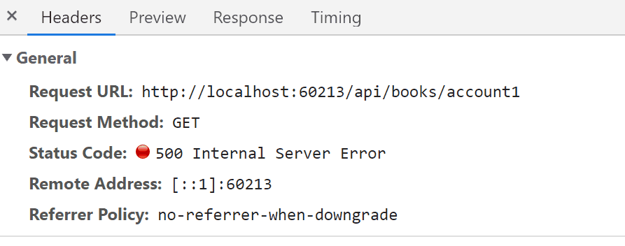 Controller HTTP Status Code 500 Internal Server Error