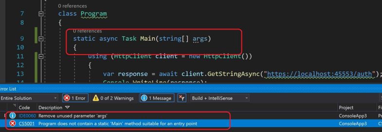 Resolved: Feature Async main is not available in C# 7.0 | TheCodeBuzz
