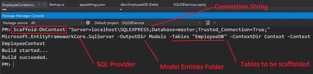 Scaffold DbContext select tables to scaffold command Entity Framework scaffold dbcontext Commands with example in NET