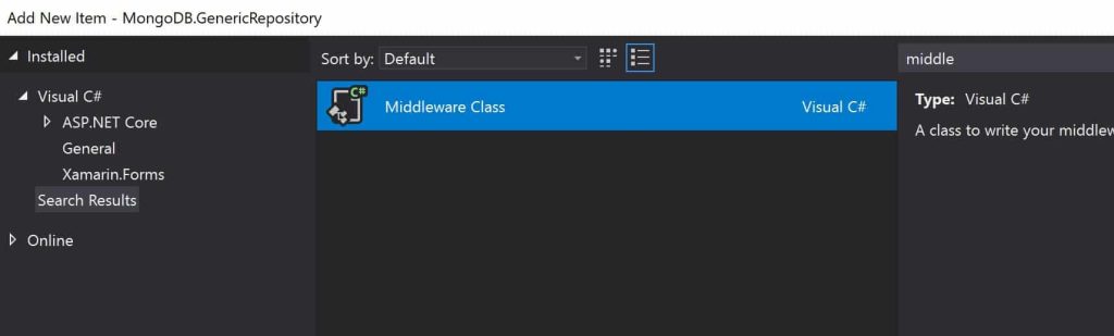 Access Database DBContext in the Middleware using Entity Framework