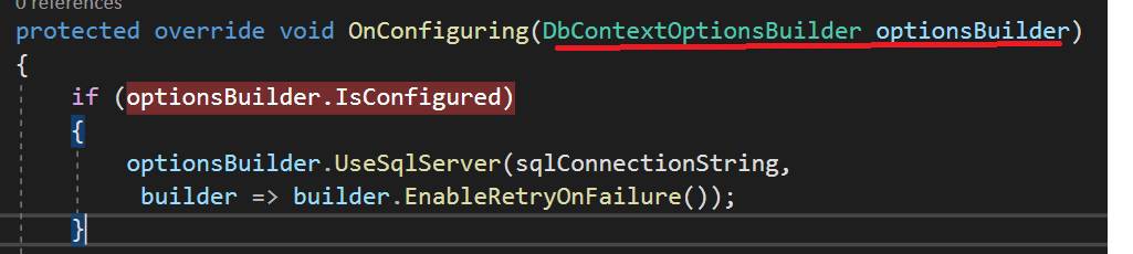 No database provider has been configured for this DbContext
