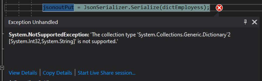 SystemTextJson The collection type Dictionary with integer Key not supported