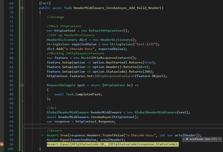 Mock and Unit Test Middleware ASP.NET Core | TheCodeBuzz