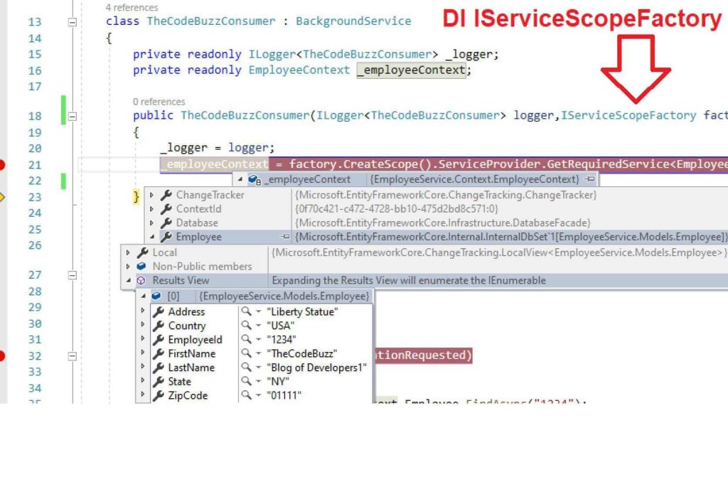 EFCore DbContext in IHostedServiceDbContext in the IHostedService Entity framework