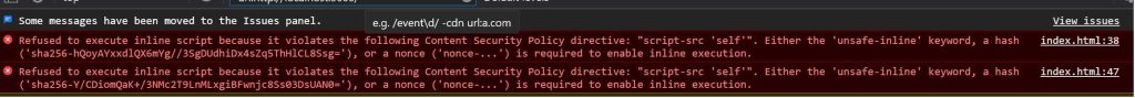 Refused to execute inline script because it violates the following Content Security Policy directive