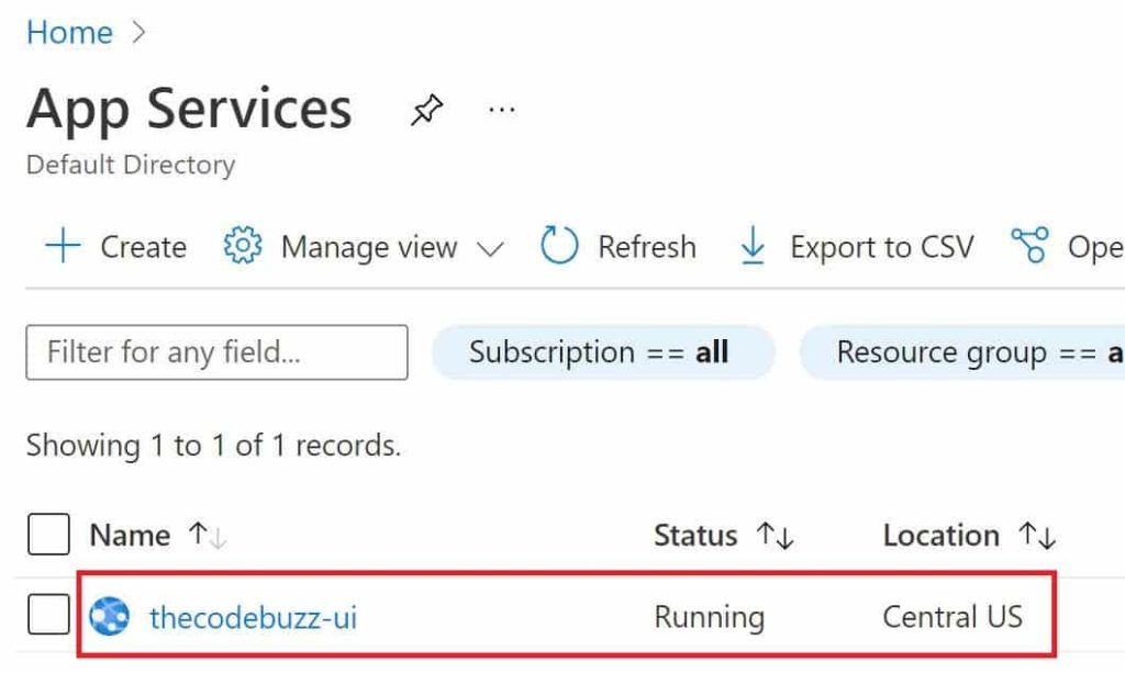 where to define an environment variable on azure