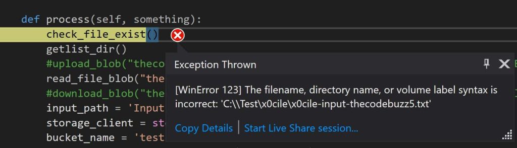 Python WindowsError Error 123 The filename directory name