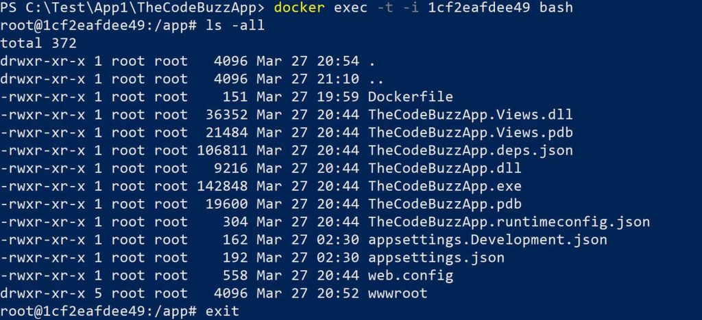 Explore Docker container's file system