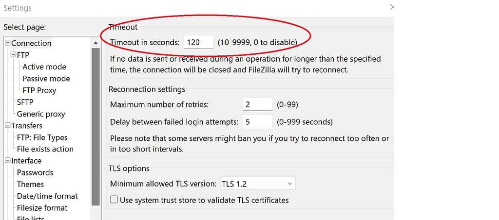 FileZilla FTP Connection timeout issue